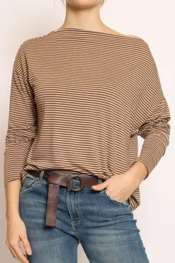T-shirt CLOE righe in jersey moro/beige