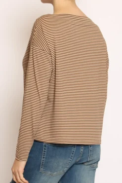 T-shirt CLOE righe in jersey moro/beige