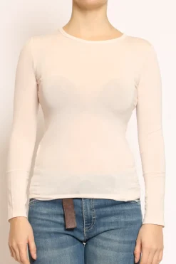 T-shirt elasticizzata misto seta peach