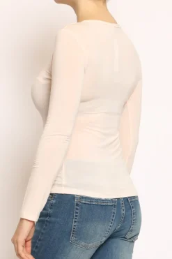 T-shirt elasticizzata misto seta peach
