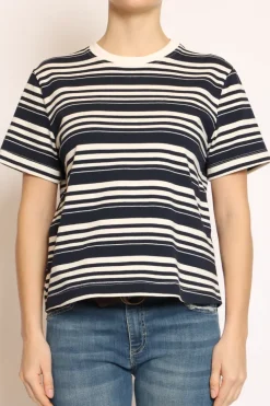 T-shirt girocollo scatola righe blu