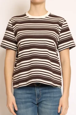T-shirt girocollo scatola righe moro