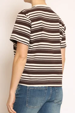 T-shirt girocollo scatola righe moro