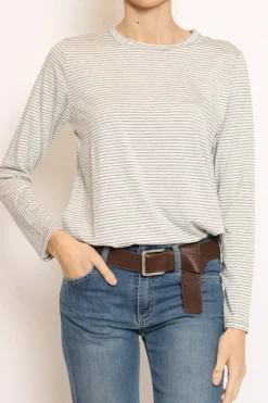 T-shirt manica lunga righe grigio/bianco