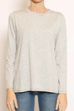 T-shirt manica lunga righe grigio/bianco