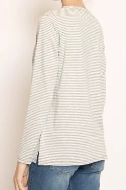 T-shirt manica lunga righe grigio/bianco