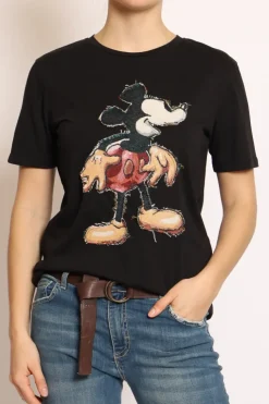 T-shirt patch topo nero mickey