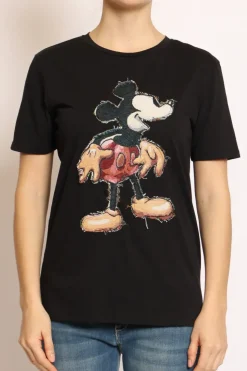 T-shirt patch topo nero mickey