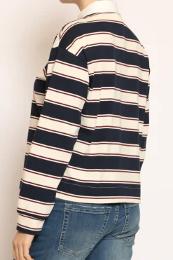 T-shirt polo a righe blu/burro/bordeaux