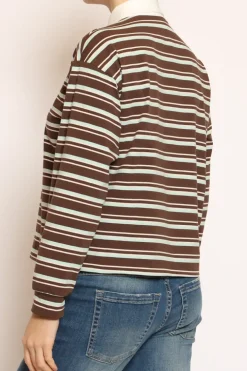 T-shirt polo a righe moka/acqua/burro