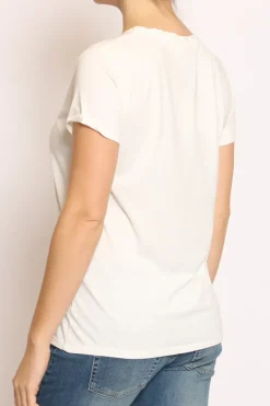 T-shirt ricamo PAZIENZA bianco/moro