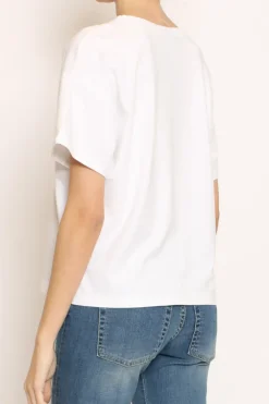 T-shirt scatola elasticizzata mezza manica bianco