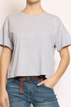 T-shirt scatola elasticizzata mezza manica grigio