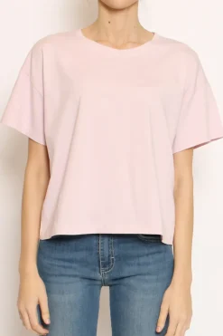 T-shirt scatola elasticizzata mezza manica rosa