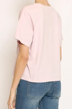 T-shirt scatola elasticizzata mezza manica rosa