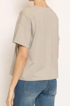 T-shirt scatola elasticizzata mezza manica taupe