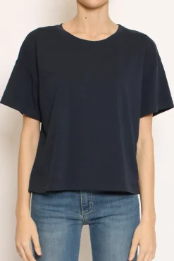 T-shirt scatola elasticizzata mezza manica nero