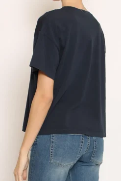 T-shirt scatola elasticizzata mezza manica nero