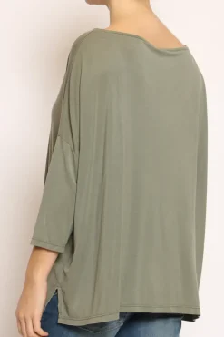 T-shirt scatola over 100%LYOCELL FIBRA NATURALE military