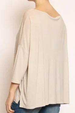 T-shirt scatola over 100%LYOCELL FIBRA NATURALE beige