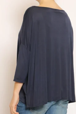T-shirt scatola over 100%LYOCELL FIBRA NATURALE blu