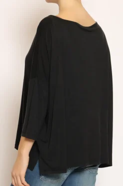 T-shirt scatola over 100%LYOCELL FIBRA NATURALE nero