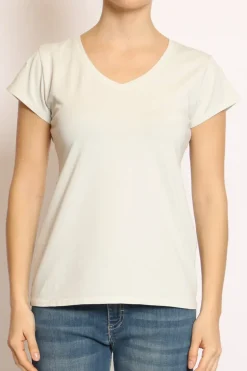 T-shirt scollo V elasticizzata mezza manica mint