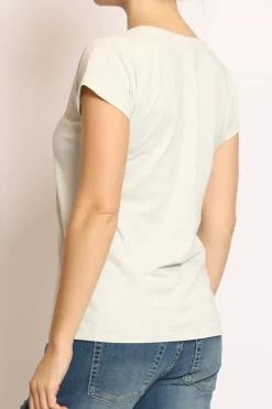 T-shirt scollo V elasticizzata mezza manica mint
