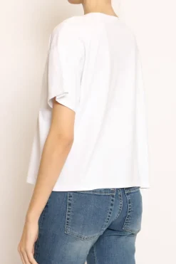 T-shirt scollo V mezza manica bianco