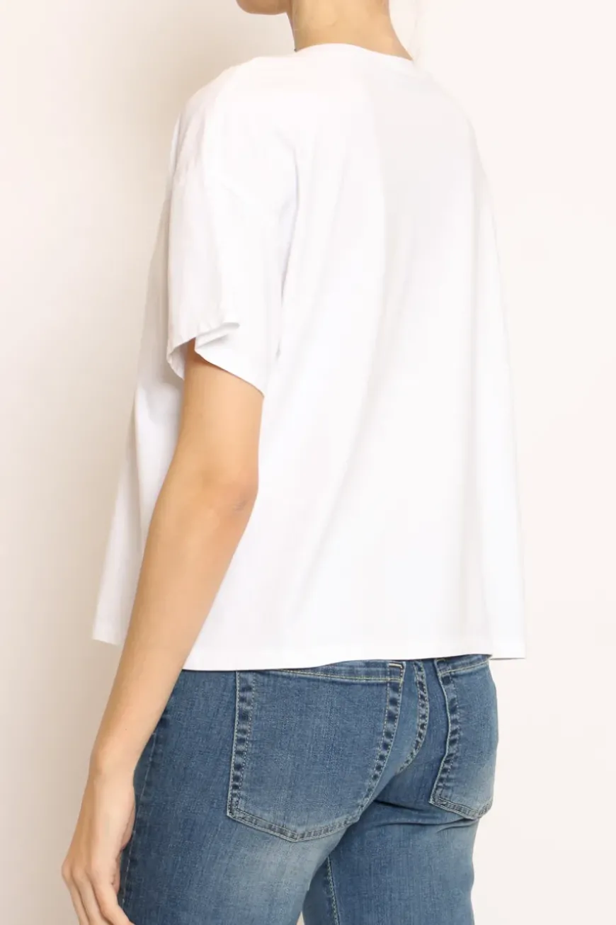 T-shirt scollo V mezza manica bianco