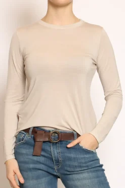 T-shirt slim fit 100% LYOCELL FIBRA NATURALE beige