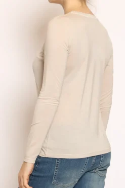 T-shirt slim fit 100% LYOCELL FIBRA NATURALE beige