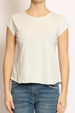 T-shirt taglio vivo cotone fiammato mezza manica mint