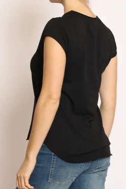 T-shirt taglio vivo mezza manica nero